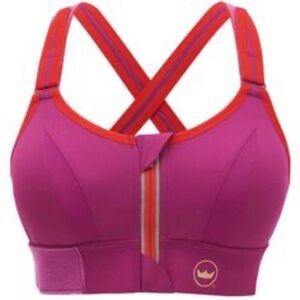 SHEFIT Magenta & Red Front-Zip High-Impact Sports Bra
